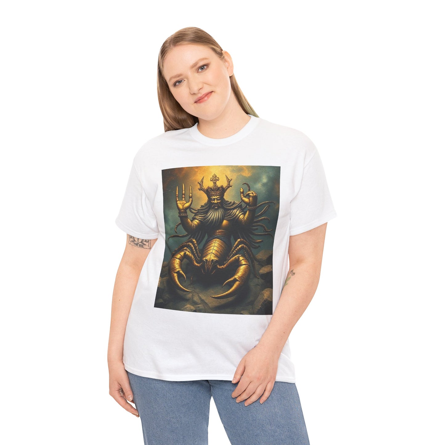 Unisex Heavy Cotton T-Shirt, Desert Scorpio King, Zodiac Design