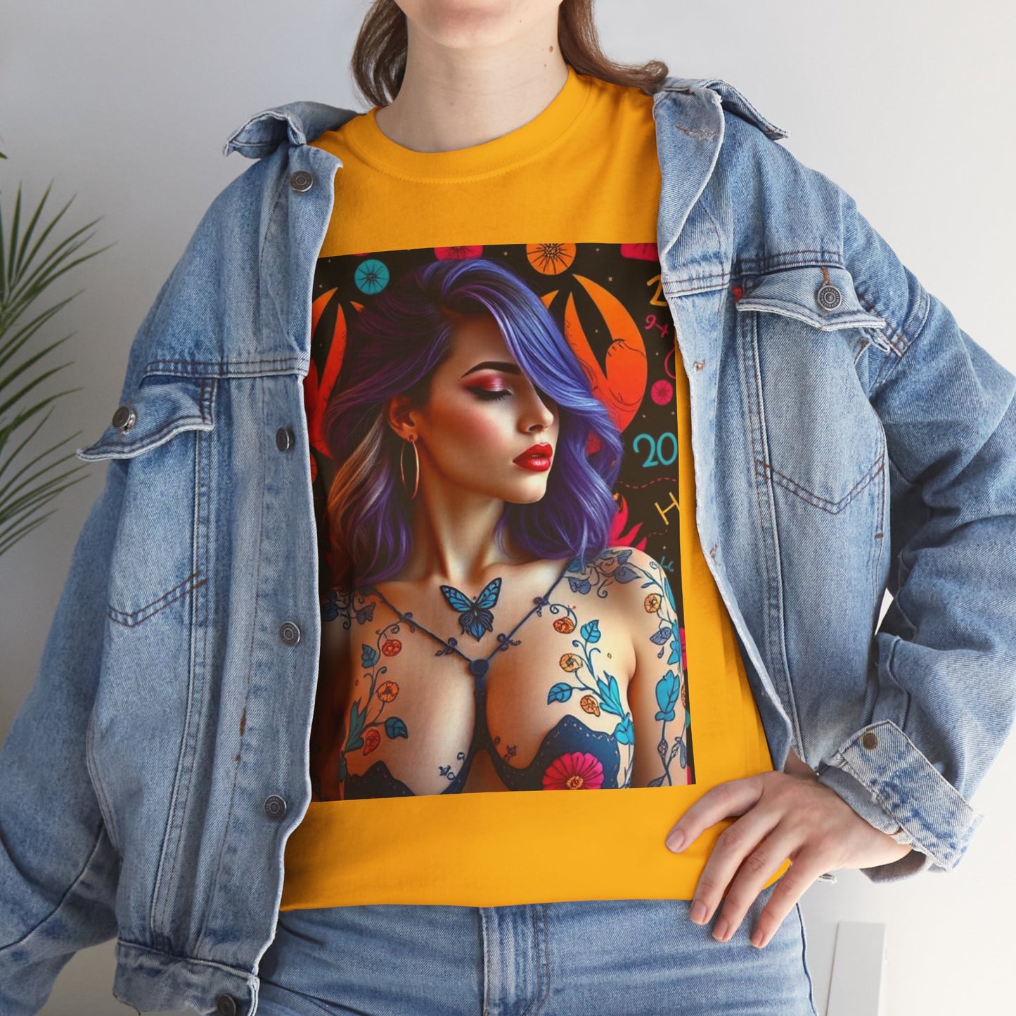 Unisex Heavy Cotton T-Shirt, Cancer, Zodiac, Sexy Art
