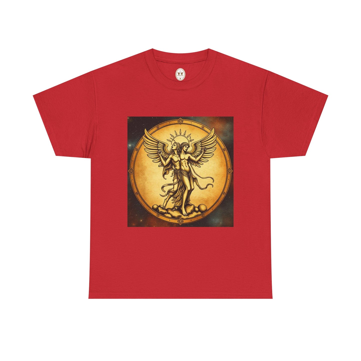 Unisex Heavy Cotton T-Shirt, Angel Twin, Gemini Zodiac Design