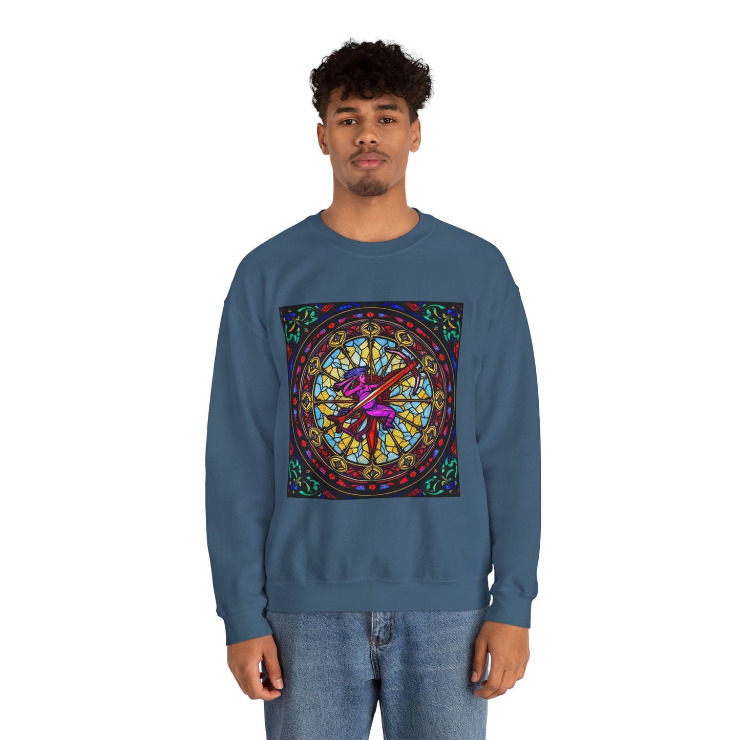 Unisex Heavy Blend™ Crewneck Sweatshirt, Glass 1, Sagittarius Zodiac Design