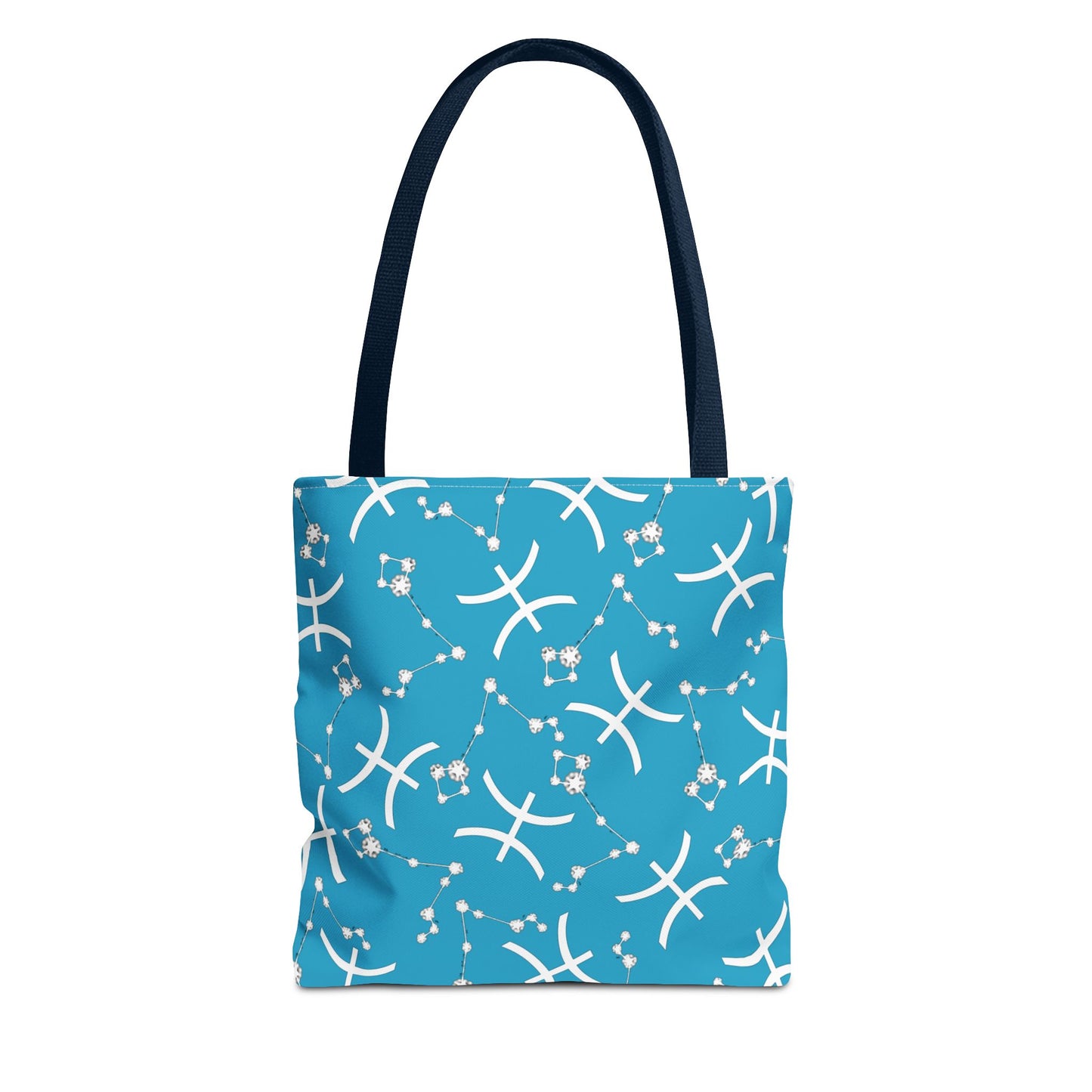 Tote Bag, Pisces Zodiac Sign, AOP, (Turquoise, White)
