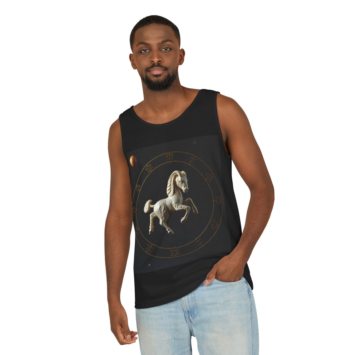 Unisex Garment-Dyed, Tank Top, Capricorn Design, Space Animal, 100% US cotton