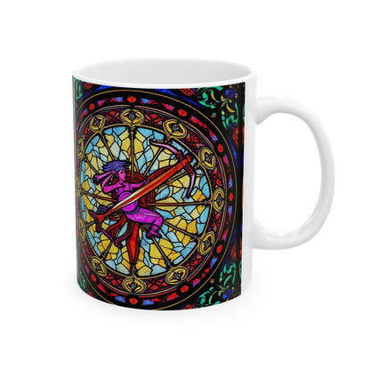 Ceramic Mug, (11oz, 15oz), Ceramic Coffee Mug, AOP, Glass Design, Sagittarius Zodiac
