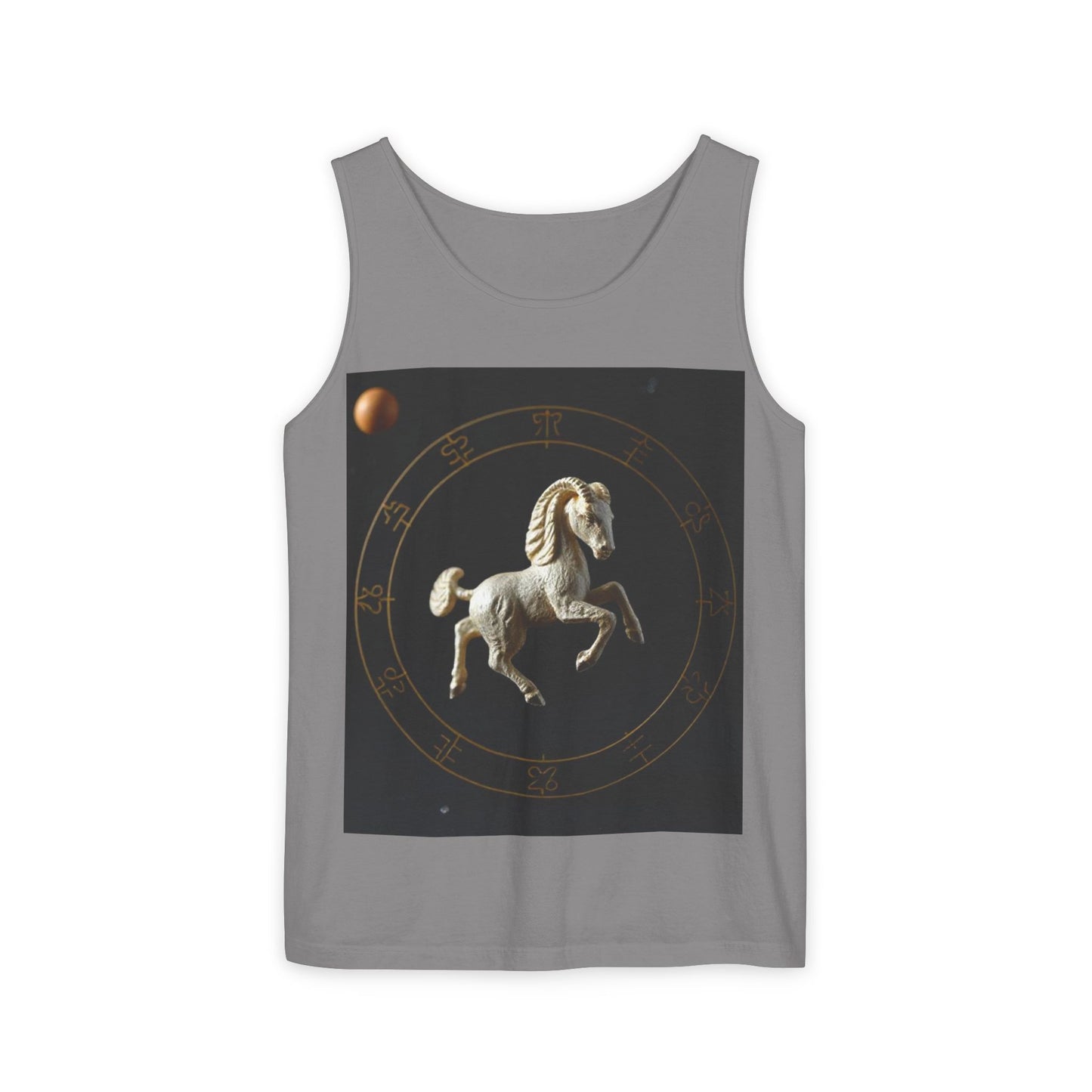 Unisex Garment-Dyed, Tank Top, Capricorn Design, Space Animal, 100% US cotton