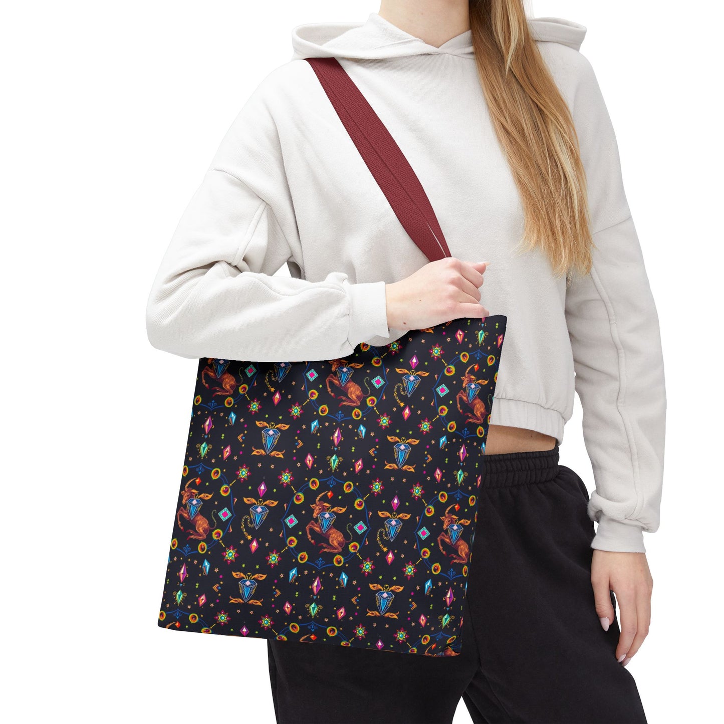 Tote Bag (AOP), Capricorn, Zodiac v1, Jewel Pattern