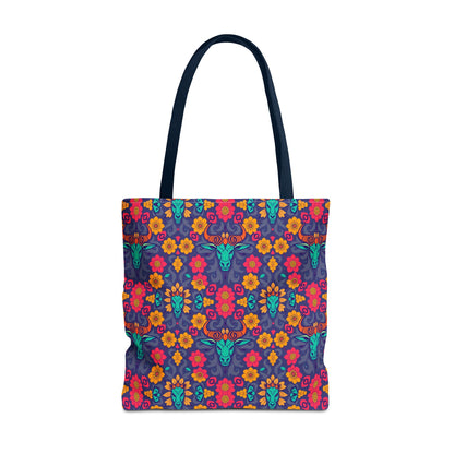Tote Bag, (AOP), Taurus, Zodiac v1, Flower Pattern