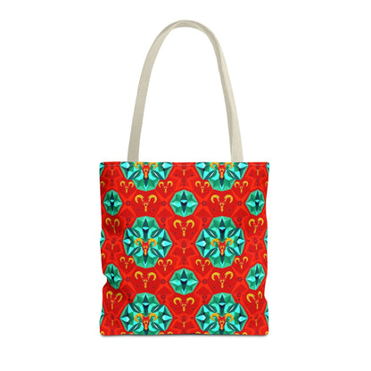Tote Bag (AOP), Aries, Zodiac v1, Jewel Pattern