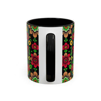 Accent Coffee Mug, Gemini, Zodiac v4, Flower Pattern, (11, 15oz)