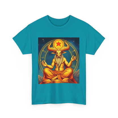 Unisex Heavy Cotton T-Shirt, Meditating Bull, Taurus Zodiac Design