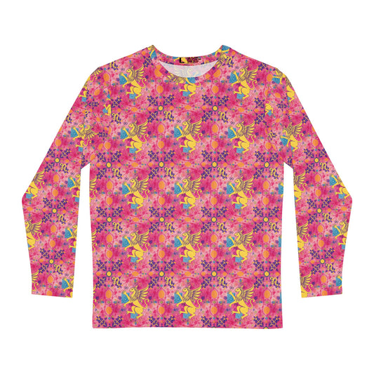 Men's Long Sleeve Shirt, (AOP), Virgo, Zodiac v1, Pattern