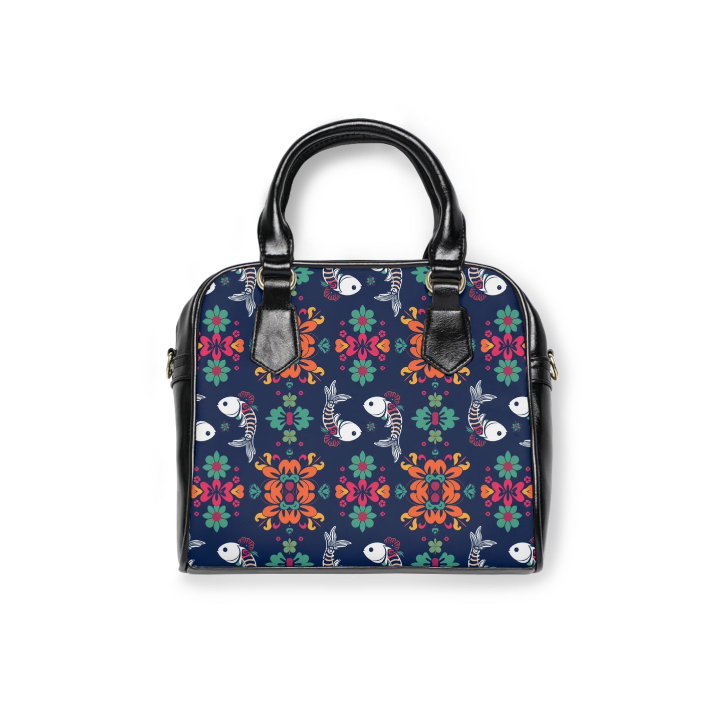 Shoulder Handbag, Pisces, Zodiac v2, Flower Pattern