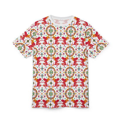 Unisex Cut & Sew T-Shirt, (AOP), Gemini, Zodiac v4, Jewels Pattern
