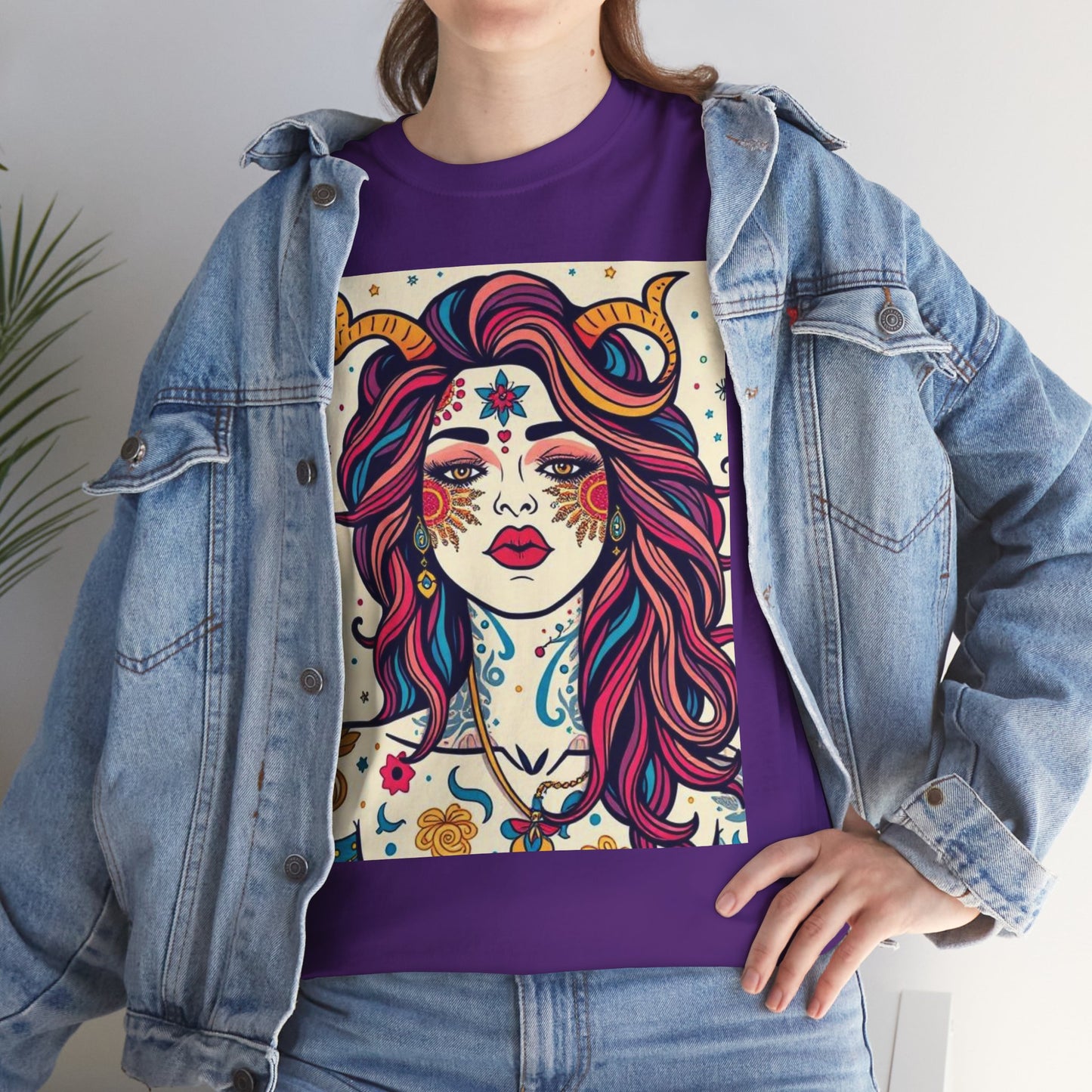 Unisex Heavy Cotton T-Shirt, Virgo, Zodiac v3, Sexy Art