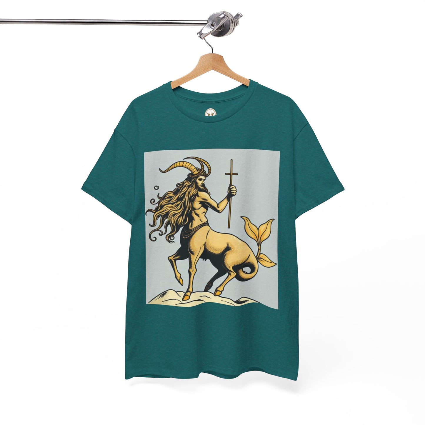 Unisex Heavy Cotton T-Shirt, Capricorn God v3, Zodiac Design