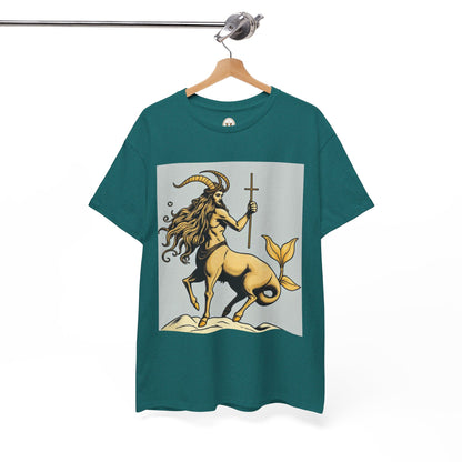 Unisex Heavy Cotton T-Shirt, Capricorn God v3, Zodiac Design