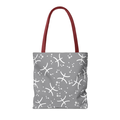 Tote Bag, Pisces Zodiac Sign, AOP, (Grey, White)