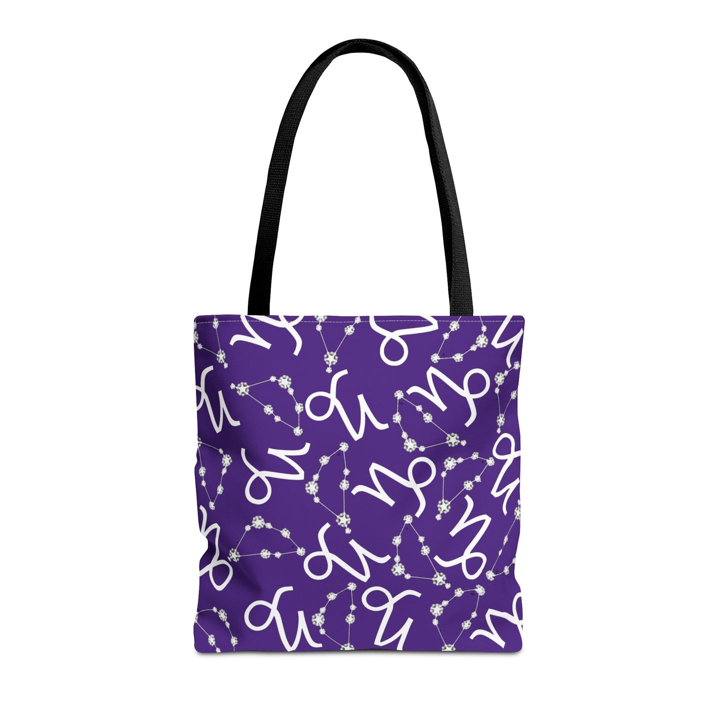 Tote Bag, Capricorn Zodiac Sign, AOP, (Purple, White)