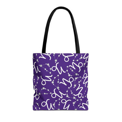 Tote Bag, Capricorn Zodiac Sign, AOP, (Purple, White)