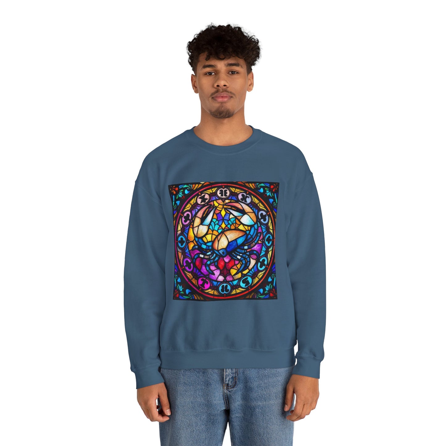 Unisex Heavy Blend™ Crewneck Sweatshirt, Glass, Cancer Zodiac Design