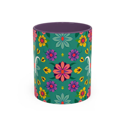 Accent Coffee Mug, Aquarius, Zodiac v3, Flower Pattern, (11, 15oz)