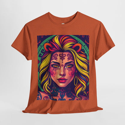 Unisex Heavy Cotton T-Shirt, Leo, Zodiac v1, Sexy Art