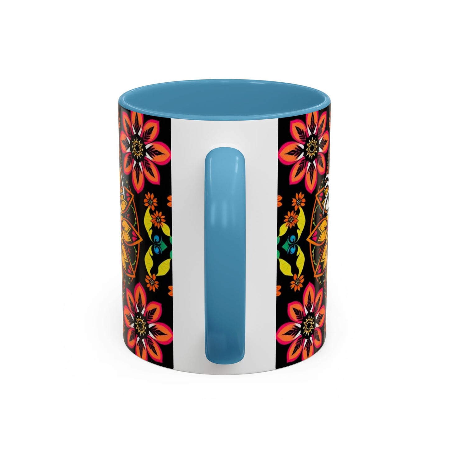Accent Coffee Mug, Sagittarius, Zodiac v2. Flower Pattern, (11, 15oz)