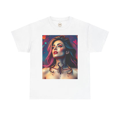Unisex Heavy Cotton T-Shirt, Scorpio, Zodiac v1, Sexy Art