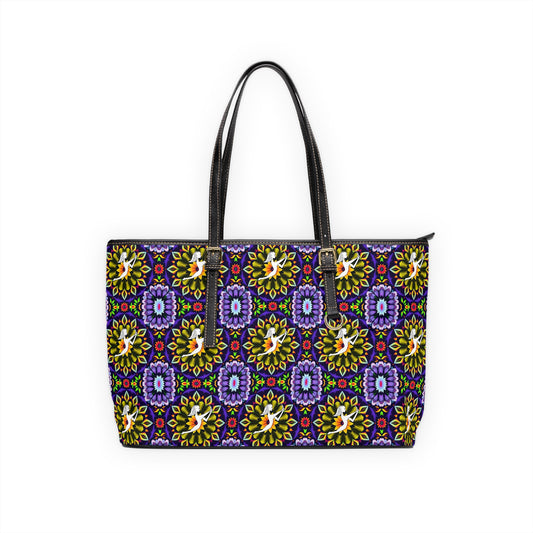 Leather Shoulder Bag, Sagittarius, Zodiac v2, Flower Pattern