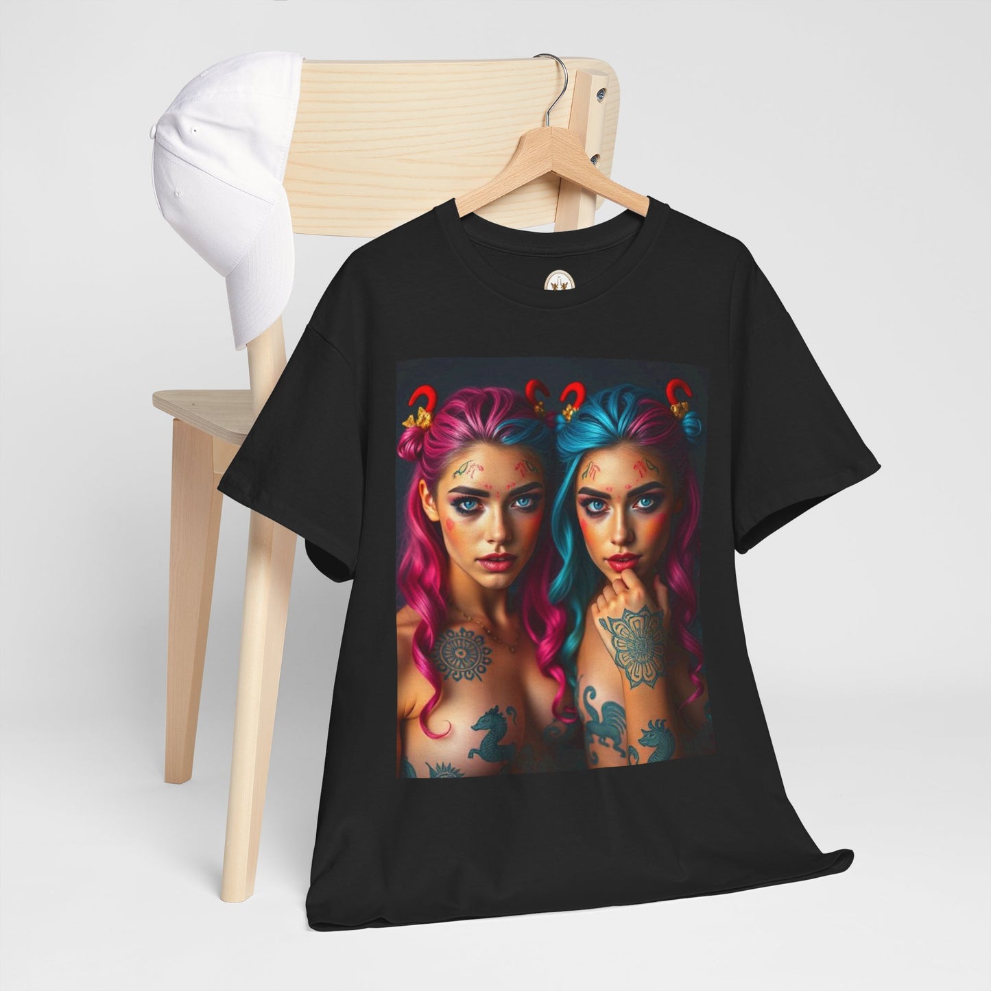 Unisex Heavy Cotton T-Shirt, Gemini, Zodiac v1, Sexy Art