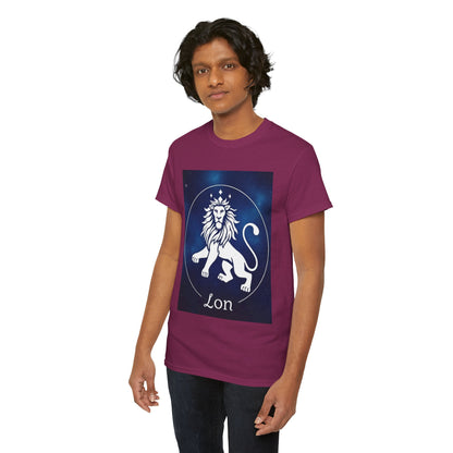 Unisex Heavy Cotton T-Shirt, Space Lion v1, Leo Zodiac Design