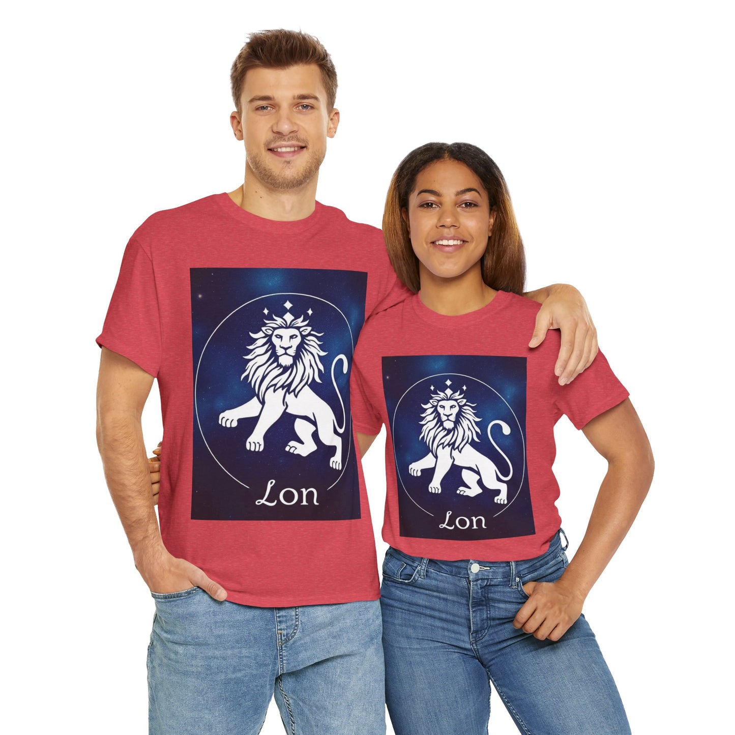 Unisex Heavy Cotton T-Shirt, Space Lion, Leo Zodiac Design