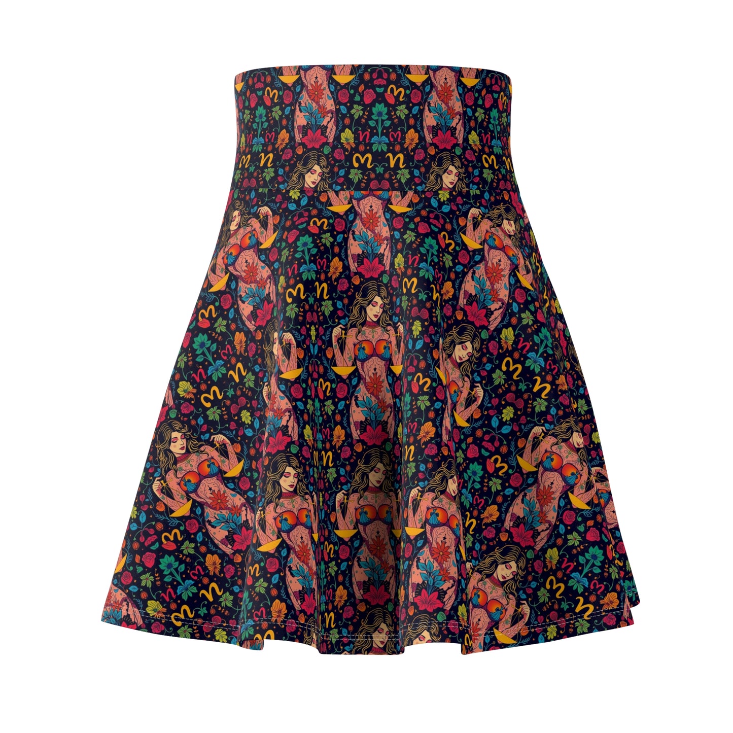 Women's Skater Skirt, (AOP), Libra, Zodiac v2, Sexy Pattern