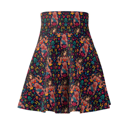 Women's Skater Skirt, (AOP), Libra, Zodiac v2, Sexy Pattern