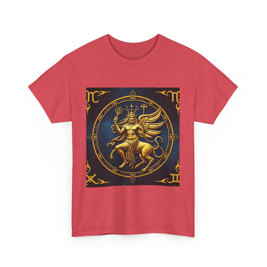 Unisex Heavy Cotton T-Shirt, Gold Angel, Symbol, Virgo Zodiac Design