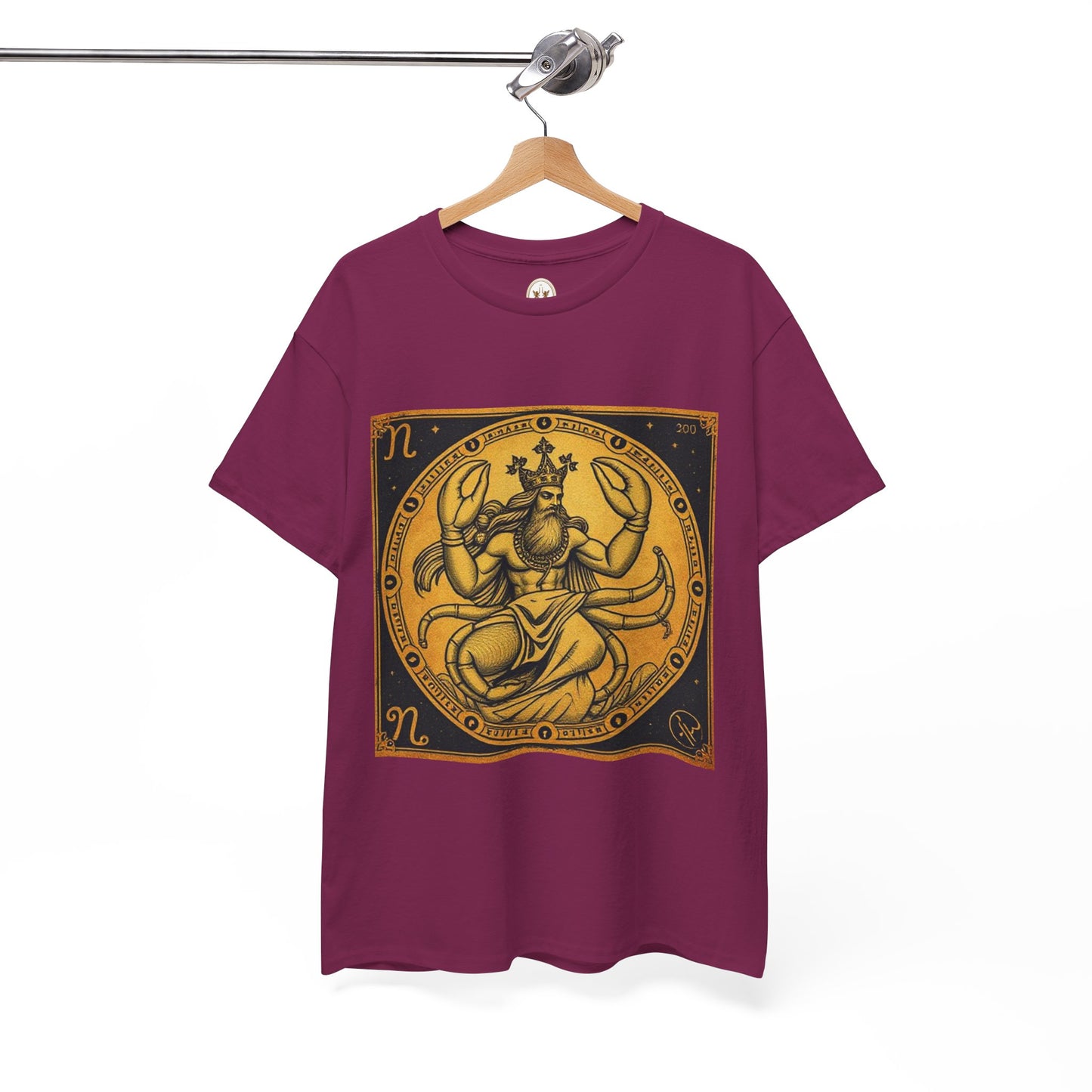 Unisex Heavy Cotton T-Shirt, Crab King v1, Cancer Zodiac Design