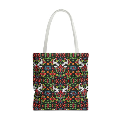 Tote Bag (AOP), Taurus, Zodiac v1, Flower Pattern