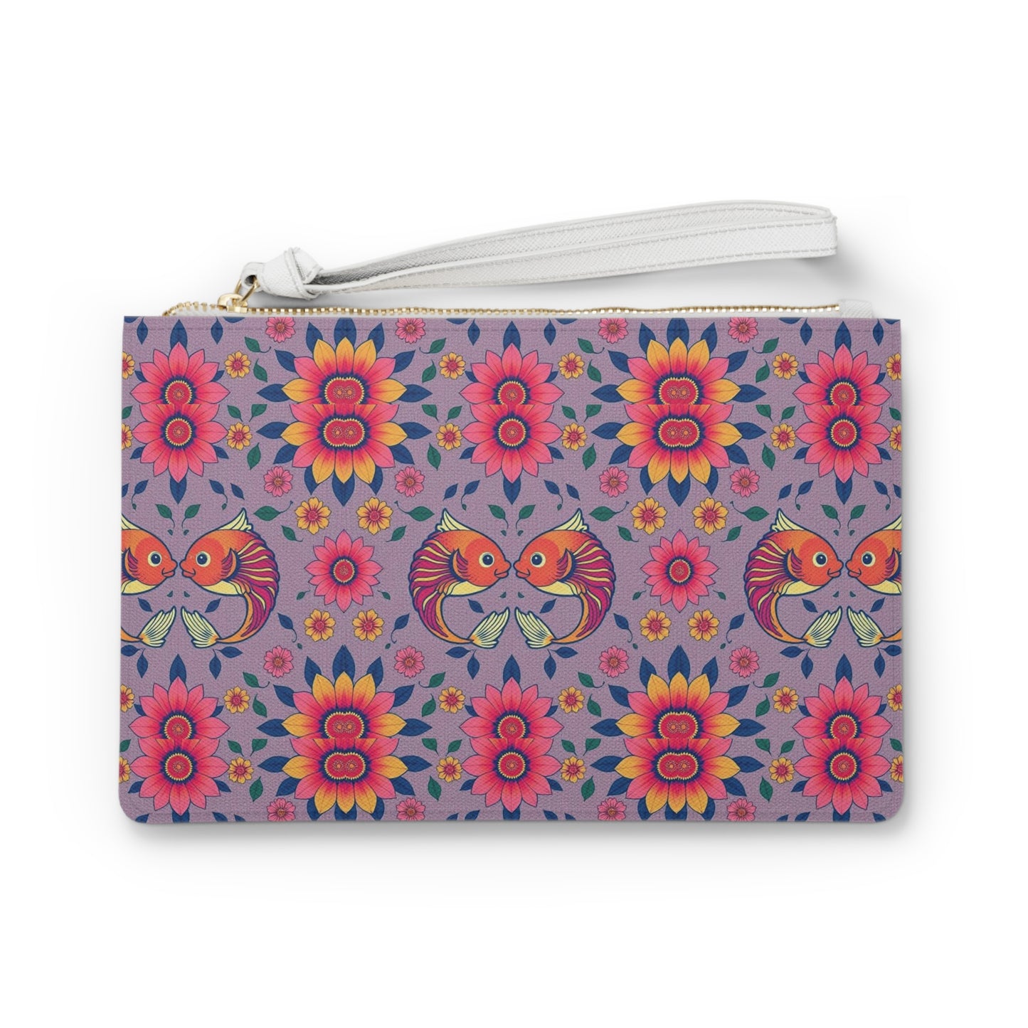 Clutch Bag, Pisces, Zodiac v2, Flower Pattern