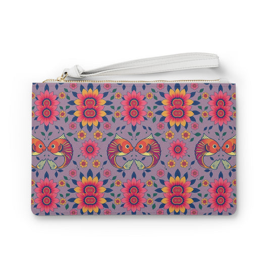 Clutch Bag, Pisces, Zodiac v2, Flower Pattern