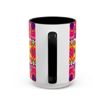 Accent Coffee Mug, Pisces, Zodiac v4, Flower Pattern, (11, 15oz)
