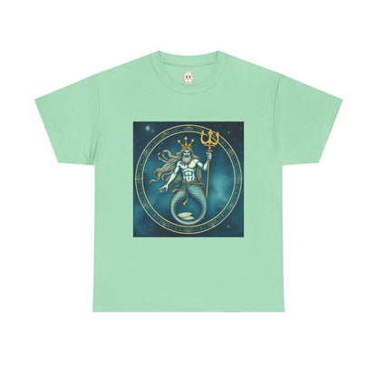 Unisex Heavy Cotton T-Shirt, Aquarius God 5v, Zodiac Design