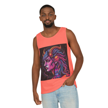 Unisex Garment-Dyed, Tank Top, Virgo Design, Pop Art v1, 100% US cotton