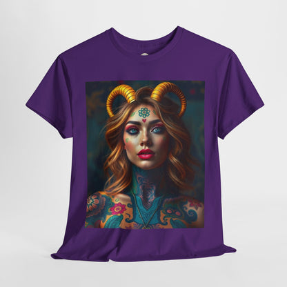Unisex Heavy Cotton T-Shirt, Capricorn, Zodiac v1, Sexy Art