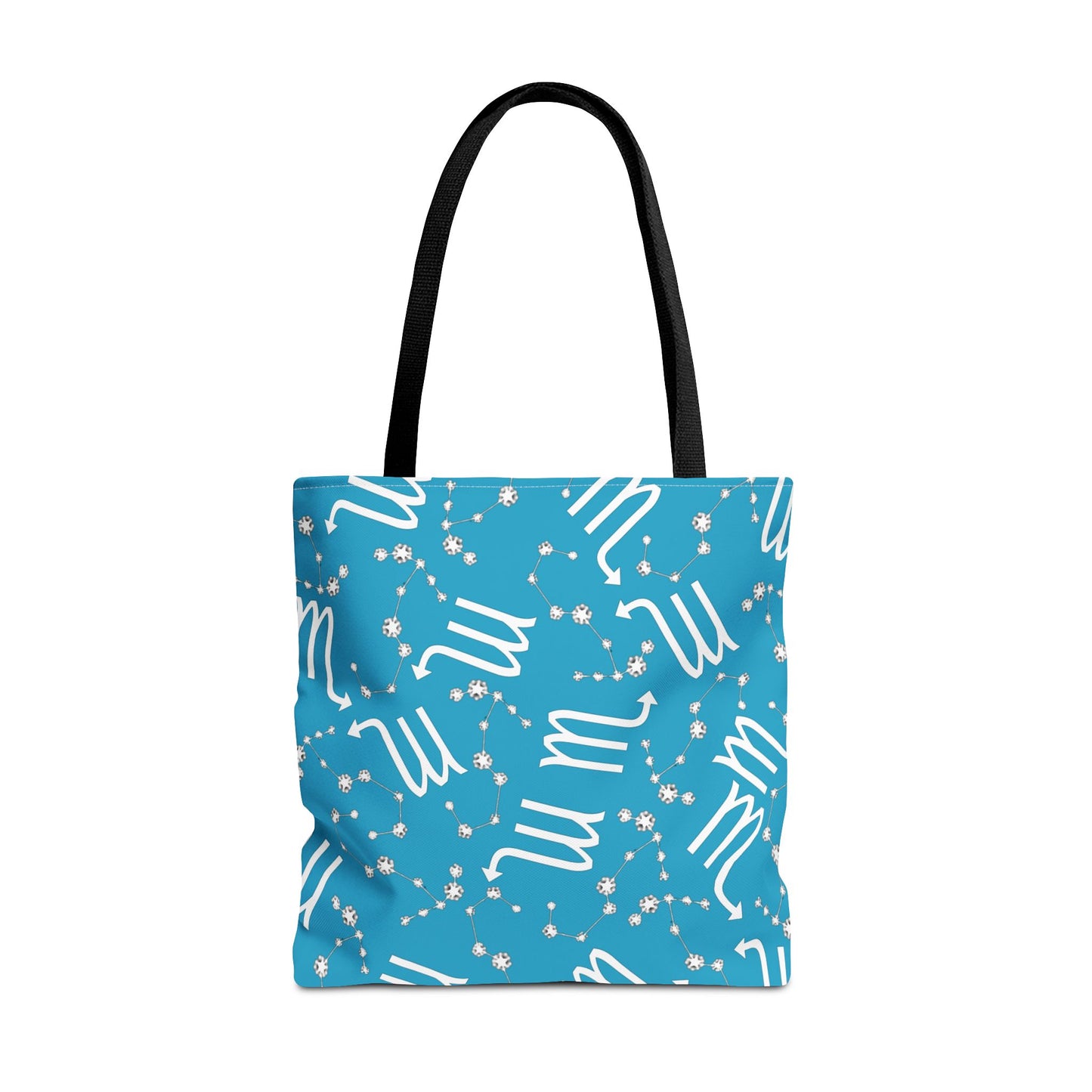 Tote Bag, Scorpio Zodiac Sign, AOP, (Turquoise, White)