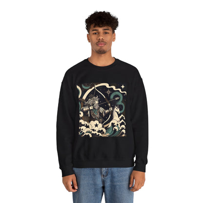 Unisex Heavy Blend™ Crewneck Sweatshirt, Man With Arrow Sagittarius Zodiac Design