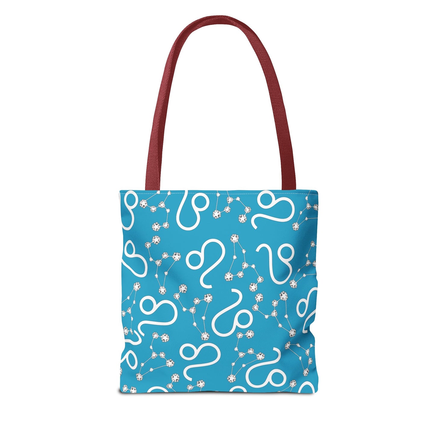 Tote Bag, Leo Zodiac Sign, AOP, (Turquoise, White)