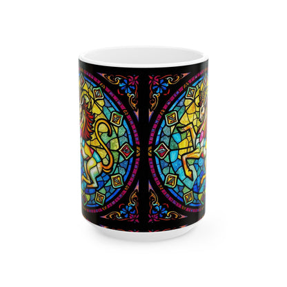 Ceramic Mug, (11oz, 15oz), Ceramic Coffee Mug, AOP, Glass Design v1, Capricorn Zodiac