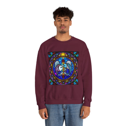 Unisex Heavy Blend™ Crewneck Sweatshirt, Glass, Pisces Zodiac Design