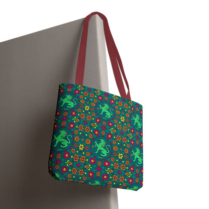 Tote Bag, (AOP), Leo, Zodiac v3, Flower Pattern