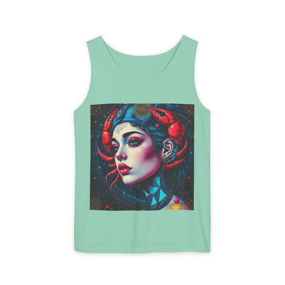 Unisex Garment-Dyed, Tank Top, Cancer, Pop Art v1, 100% US cotton
