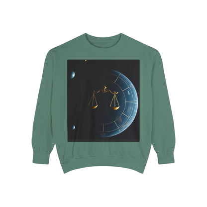 Garment-Dyed Sweatshirt, Unisex, Space Animal Design v1, Libra